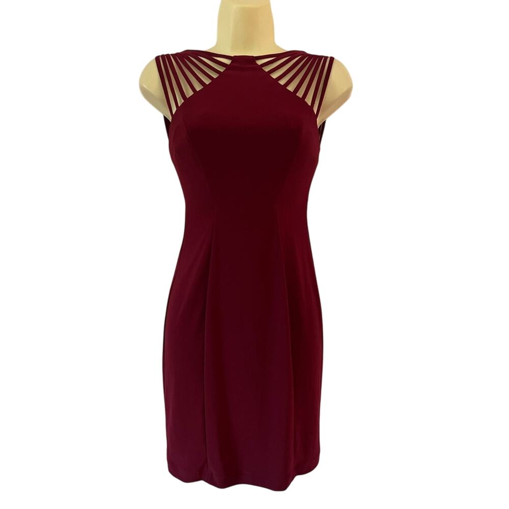 B Darlin Burgundy Red Dress Cocktail Holiday Party Evening Sheath Mini Dress 3/4
